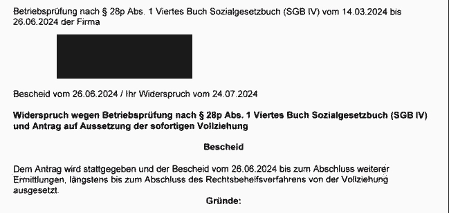 Betriebspruefung Widerspruch AdV